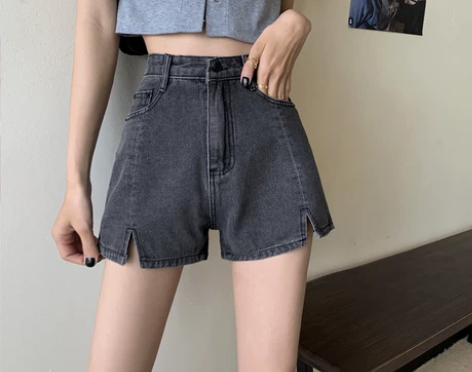 辣妹高腰牛仔裤女夏2021年新款夏季a字短...