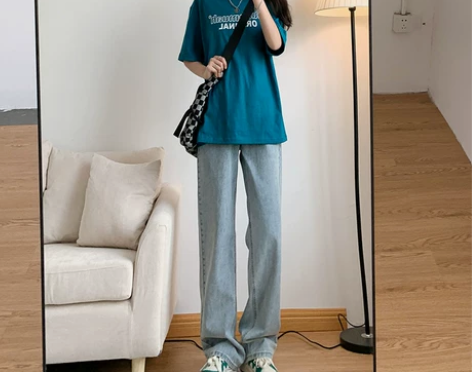 ?【狂欢价】高腰阔腿牛仔裤女春秋2022年...