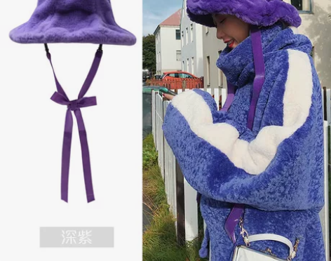 金文聪原创 秋冬复古毛绒帽女纯色帽子冬季i...