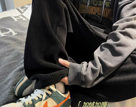 裤子加绒 加厚裤子灯芯绒男秋冬潮牌垂感直筒...