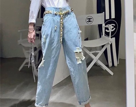 全新乌丫同款哈伦牛仔裤女小脚裤韩版高腰百搭...