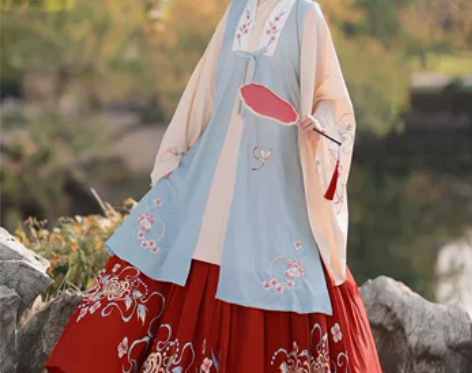 玉术原创汉服女明制立领斜襟长衫袄裙齐腰重工...