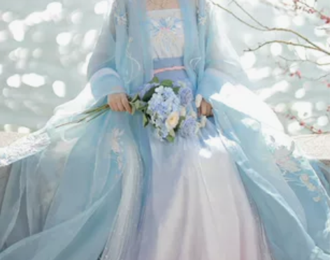 【仅试穿】裳云兮原创汉服女水挼蓝超仙气诃子...