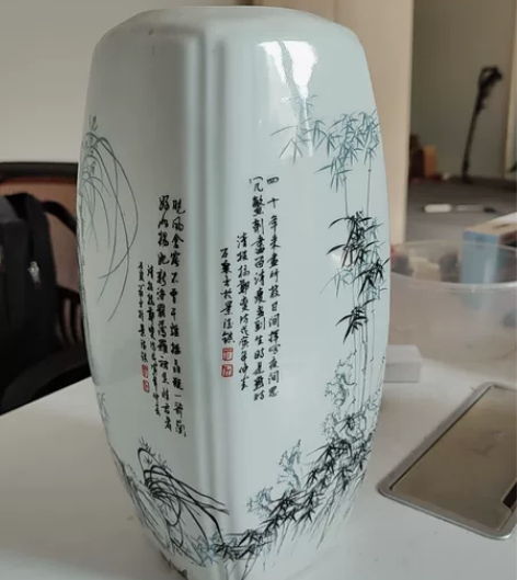 景德镇陶瓷器富贵竹花瓶摆件新中式客厅家居插...