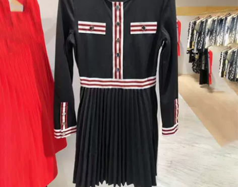 法单M家19秋冬OP女裙MJ条纹装饰学院风...