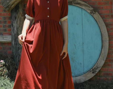 ?芝士日呼啸山庄-复古港风连衣裙垂感西装领...