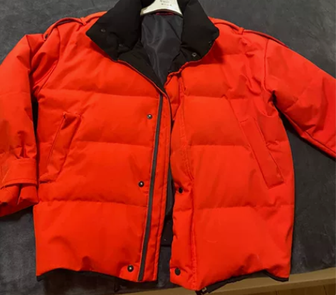 男士橘红色90白鸭绒羽绒服  穿上非常显白...