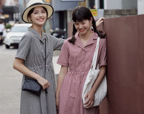 叙旧格纹连衣裙中长款洋气2019夏裙子女 ...