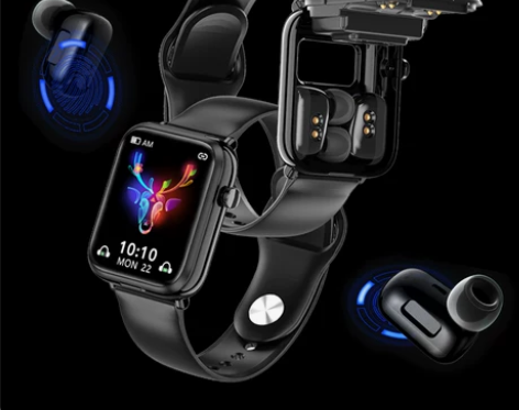 智能手环蓝牙双耳机二合一音乐血压心率男女计...