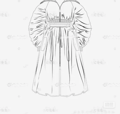 服装款式图代画  CDR绘制  PS上色 ...