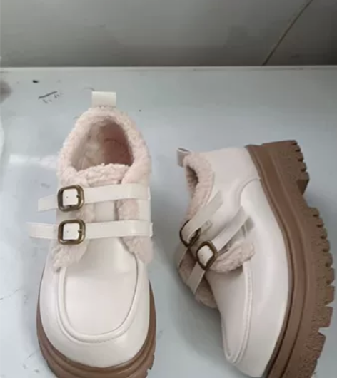 25包邮35码白色加绒小皮鞋jk鞋增高鞋玛...