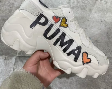 PUMA彪马烫金爱心低帮厚底增高复古休闲鞋...