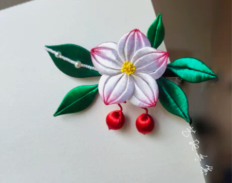 缠花桃花草莓日常发夹 旗袍汉服三坑配饰店铺...