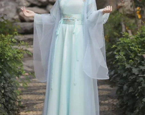 汉服女夏中国风原创古风蓝色古装广袖流仙裙改...