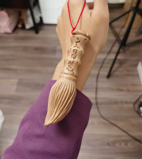 桃木雕刻12公分文昌笔粗桃木毛笔，送学生，...