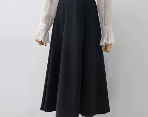 职业简约黑色西装裙女百搭高腰显瘦垂感通勤中...