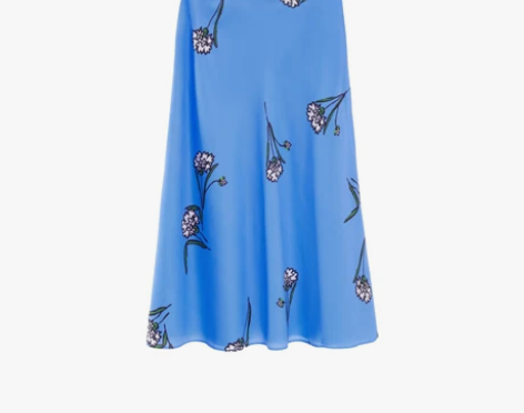 小虫飞了复古时尚气质法式高端伞裙蓝色a字裙...