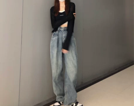 纯哥家复古牛仔裤2022夏季新款直筒宽松高...