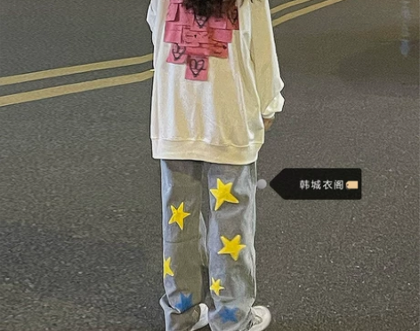 美式街头hiphop裤子女高街原宿复古嘻哈...