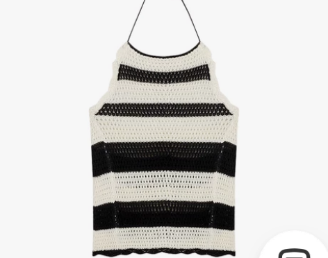 甜辣妹条纹小吊带背心女夏季纯欲风挂脖露肩紧...