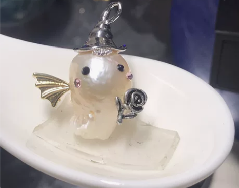 献花小精灵巴洛克珍珠阿飘吊坠简约裸珠22m...