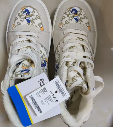 热风迪士尼联名款 热风高帮滑板鞋，内里带绒...