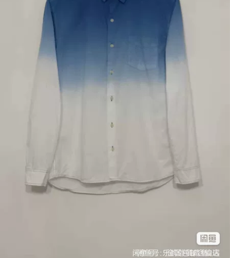 全新出口外贸男衬衫日单男100％全棉扎染渐...