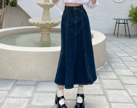 大码胖妹妹夏季新款高腰显瘦牛仔半身裙女复古...