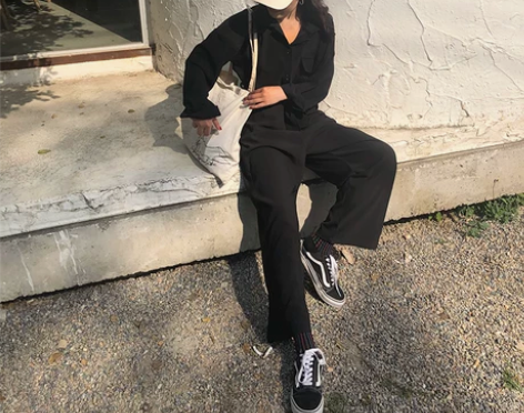 PDSZR 黑色阔腿连体裤连体套装女201...