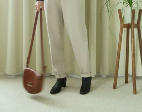 秋冬米色休闲高腰加厚针织萝卜裤小脚裤 裤长...