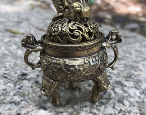 仿古纯铜香炉精美浮雕工艺古玩工艺品茶宠摆件...