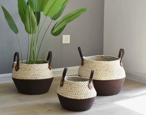 绿植编织筐花盆盆花篮花筐装饰竹篮北欧藤编竹...