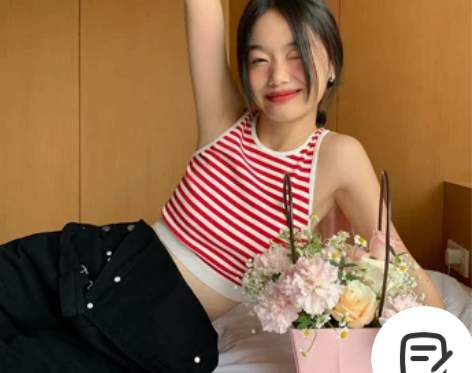 pusumede 短款针织条纹吊带背心女外...