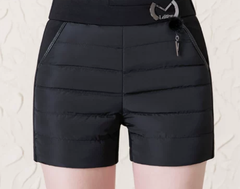 羽绒棉短裤女士冬款外穿显瘦加绒加厚高腰大码...