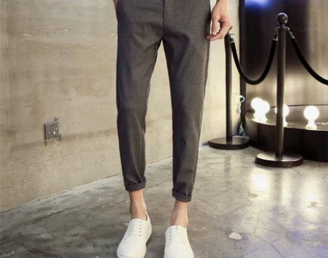 【风尚价】春夏季男士休闲裤 修身小脚裤九分...