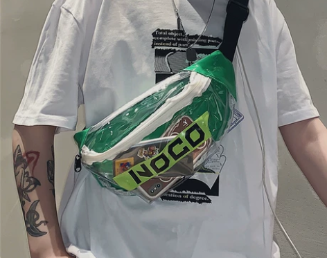 胸包男士个性潮牌防水透明果冻包大容量斜挎包...