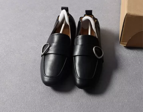 20新款复古文艺超软小牛皮低跟方头乐福鞋皮...