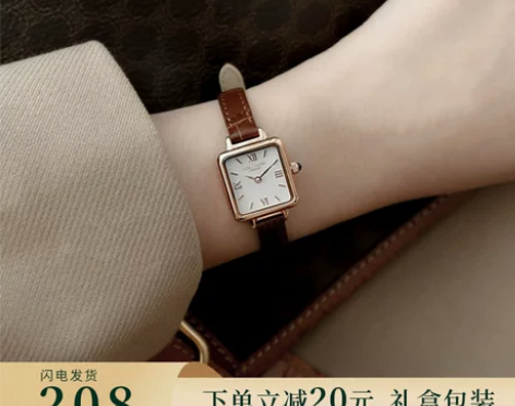 正品小棕表女士手表女款名牌轻奢小众高级感瑞...