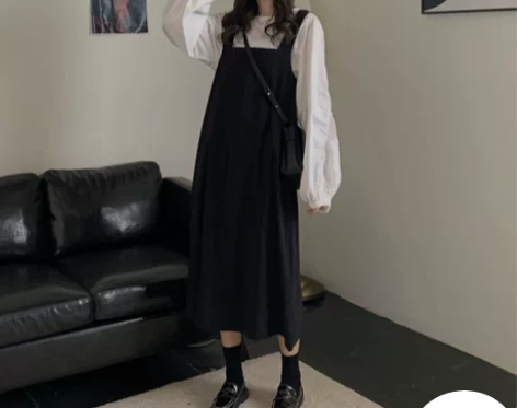 春装韩版2020新款chic显瘦连衣裙中长...