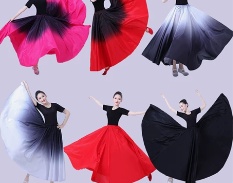 新疆舞蹈练习裙藏族维吾族半身练功长裙维族跳...