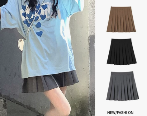 灰色百褶裙女半身裙夏季2022新款高腰显瘦...