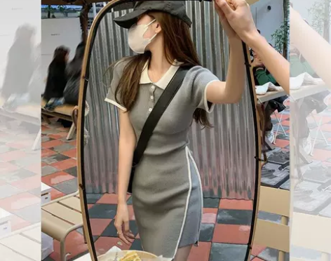 polo翻领针织连衣裙2022夏季新款修身...