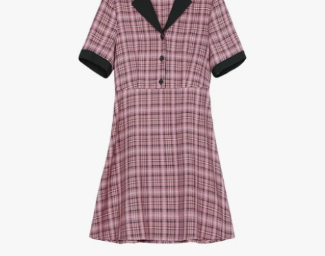 松本丧丧甜酷格子连衣裙女2020夏季新款收...