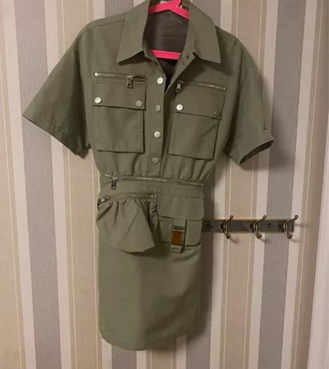 裙子：R EVAN芮范专柜正品 工装风连衣...