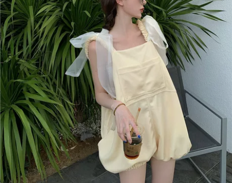 连体裤女夏季韩版小个子减龄背带裤2021新...