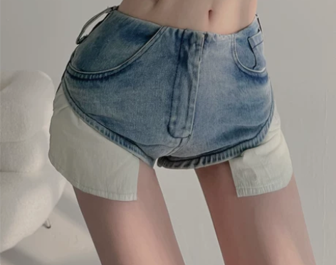 牛仔短裤女装2022年夏季新款高腰阔腿宽松...