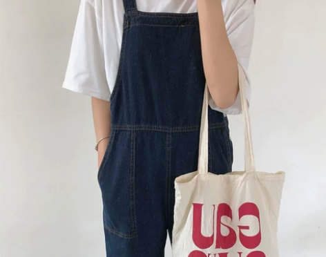 减龄背带裤女韩版宽松小个子夏季薄款高腰牛仔...