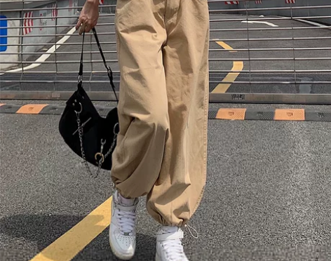 ROCKMORE欧美卡其色阔腿裤女ins风...