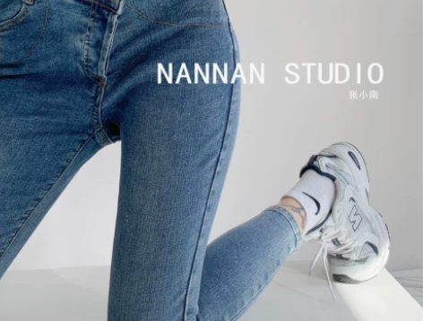 复古水洗交叉高腰小脚裤紧身铅笔裤修身百搭显...