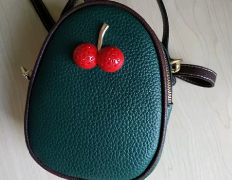 viney 【真牛皮樱桃包】新款小包迷你单...